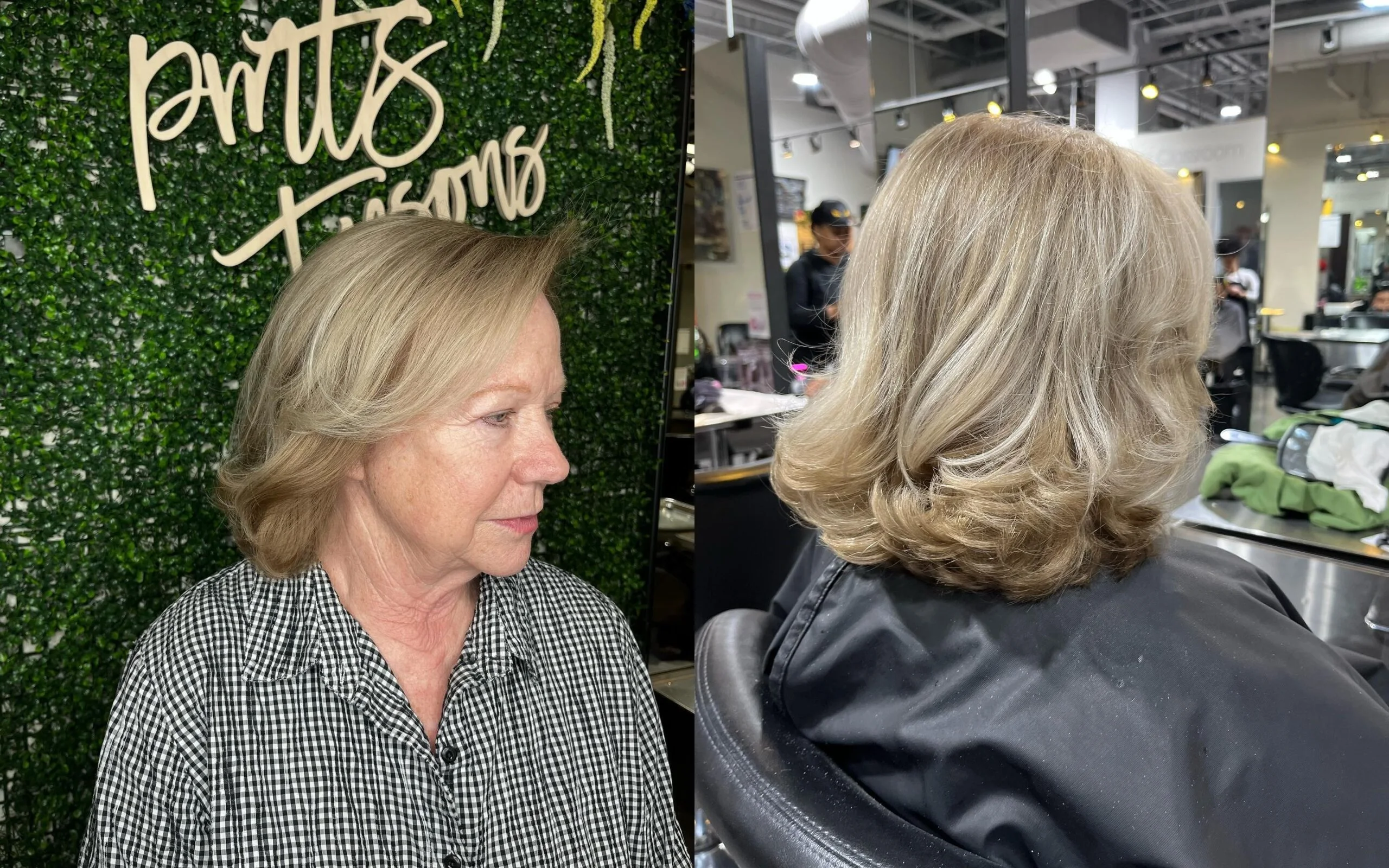 shoulder wavy silver shag with curtain fringe shown as a shaggy hairstyles for women over 50 idea, featuring volume through the all over