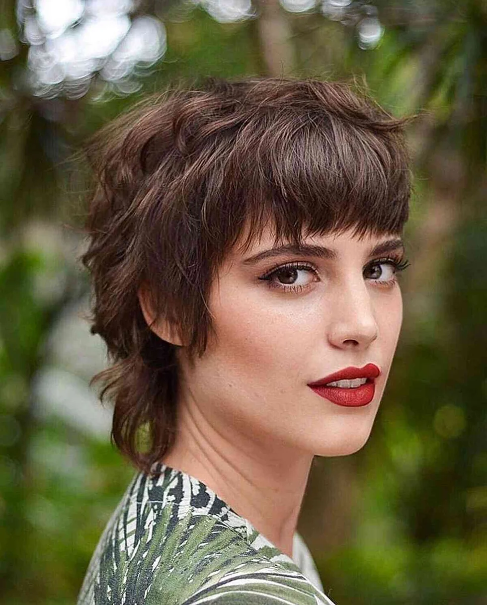 shoulder curly burgundy curly style with curly fringe fringe shown as a shaggy pix mullet idea