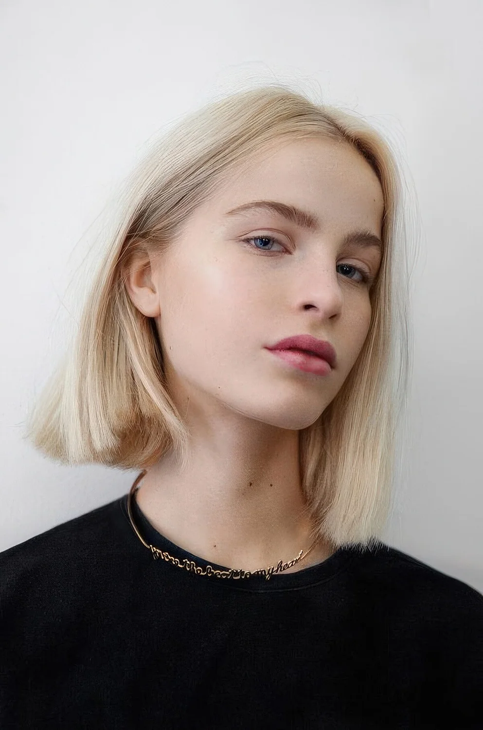 Classic straight bob done in creamy blonde.