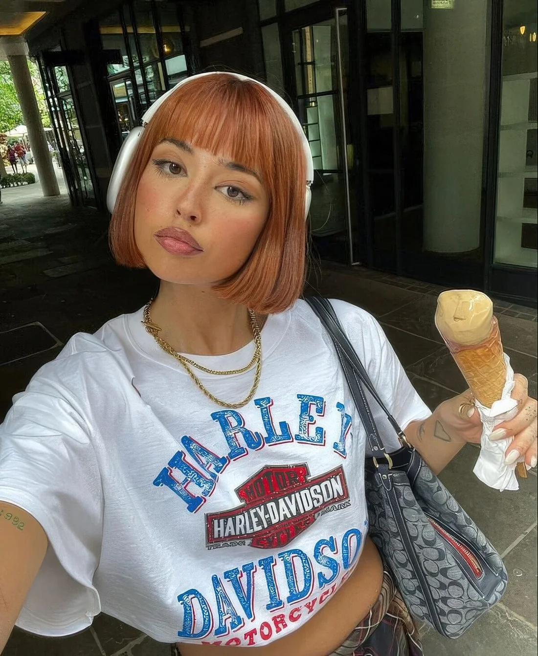 Photo showing ginger chin bob, with the hairstyle clearly visible.