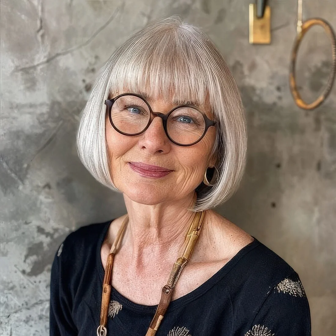 Photo showing silver bob, with the hairstyle clearly visible.