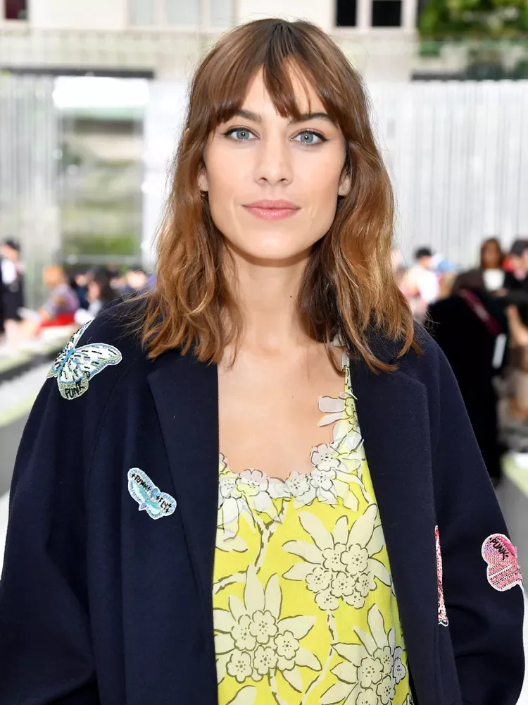 shoulder straight red lob with curtain fringe shown as a short butterfly haircuts idea