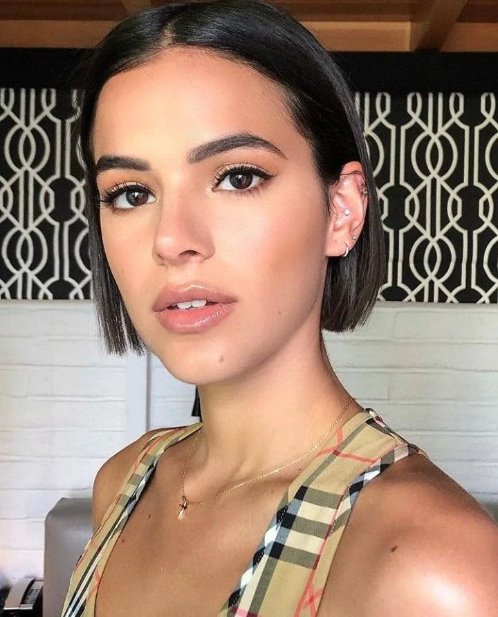 Photo showing classic lip line bob, with the hairstyle clearly visible.