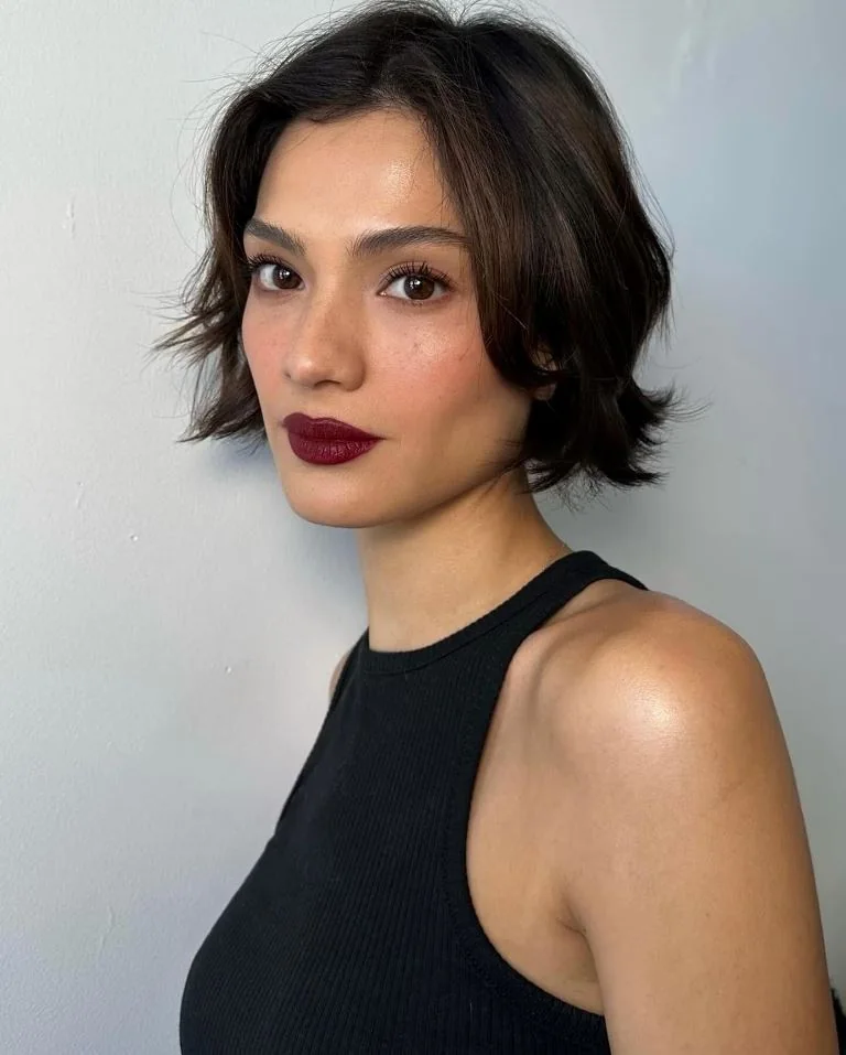 Photo showing razor cut bob, with the hairstyle clearly visible.