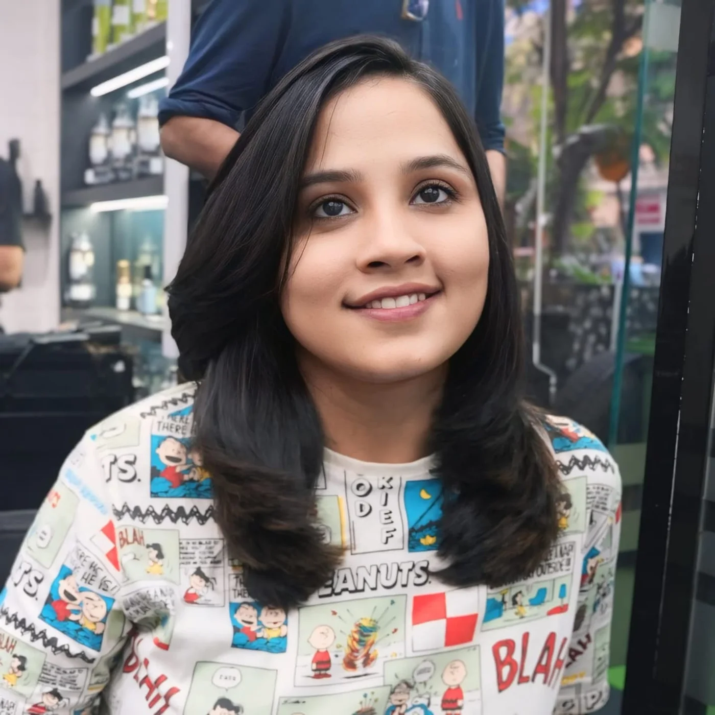 shoulder wavy chestnut lob shown as a shoulder length hairstyles for thin fine hair idea, featuring chestnut color, shown in soft black lob with rounded ends
