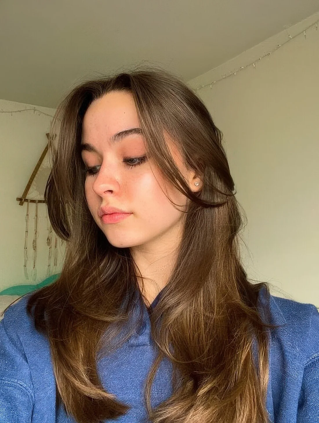 Photo showing long layered hairstyle, with the hairstyle clearly visible.