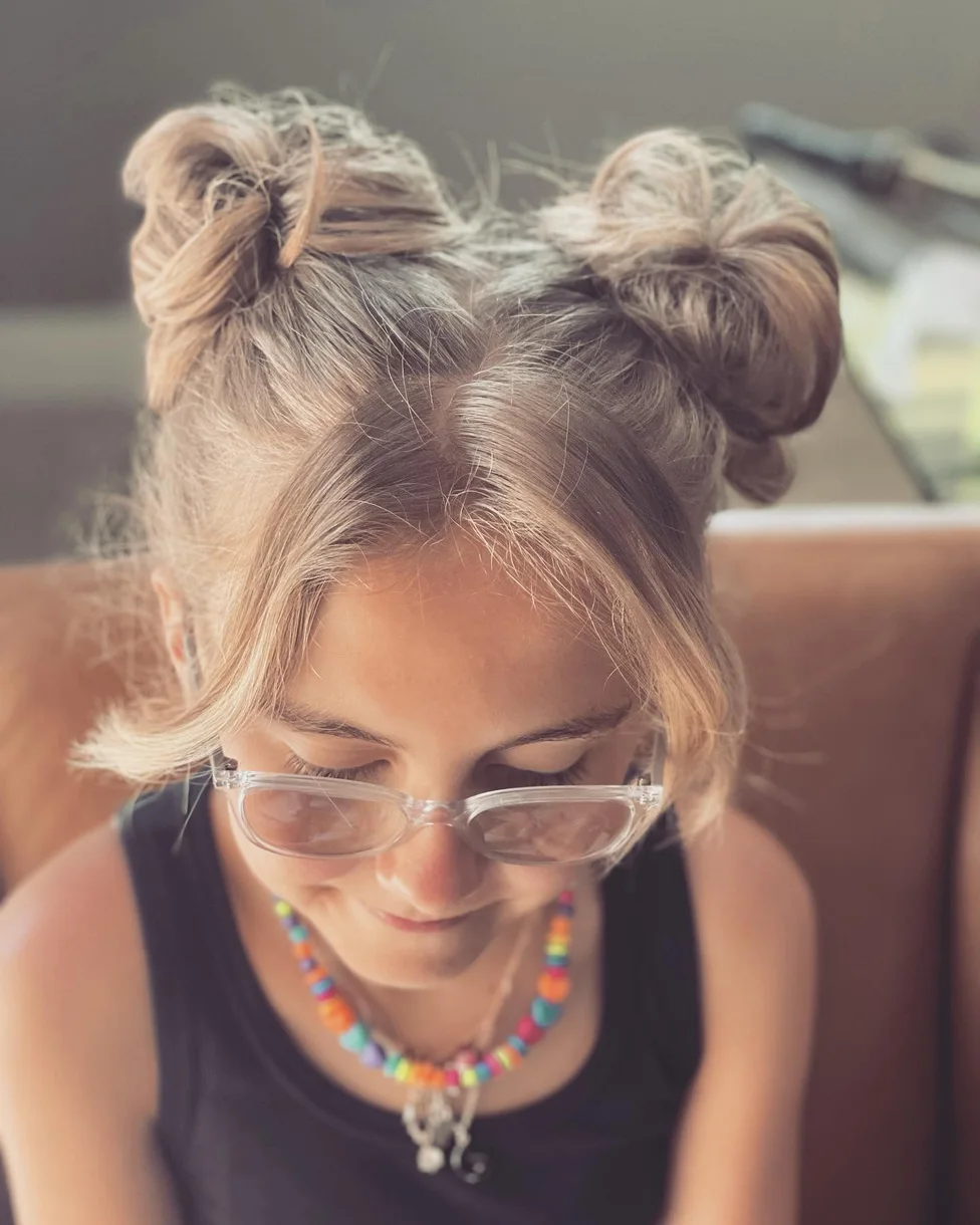 shoulder straight pink space buns shown as a space buns idea