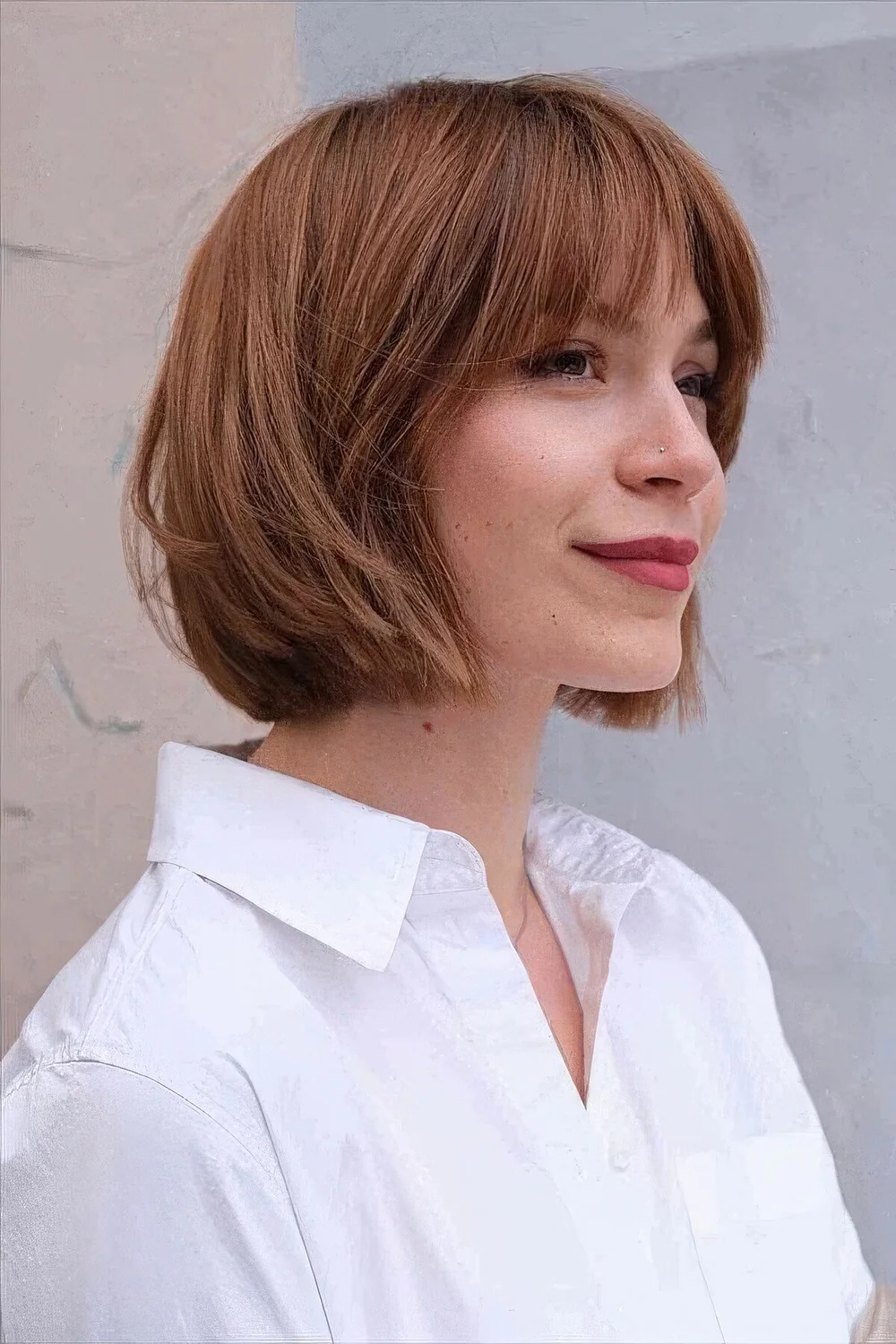 Photo showing bob with bottleneck and curtain, with the hairstyle clearly visible.