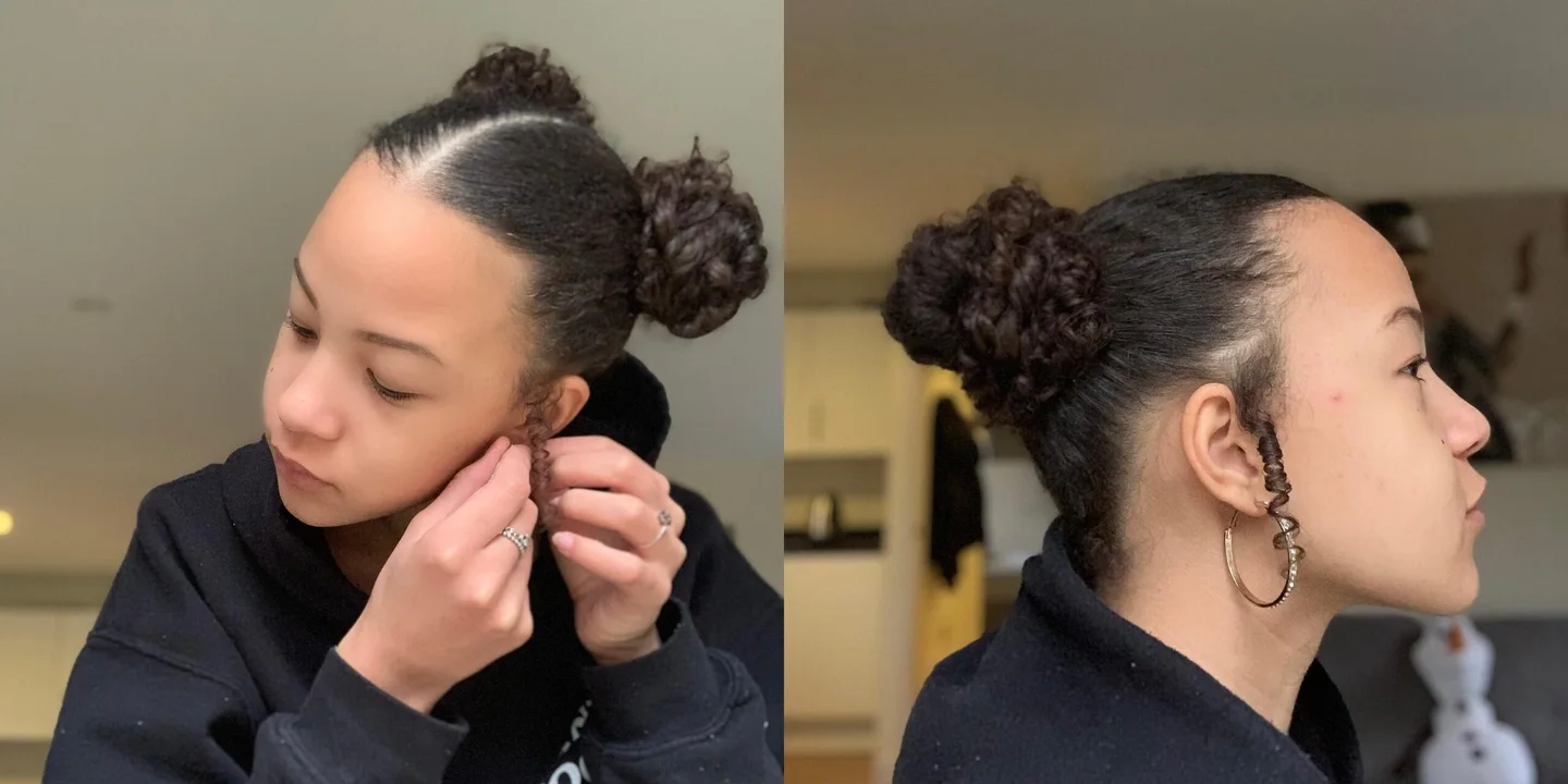 shoulder curly black bun shown as a updos for fine thin hair idea