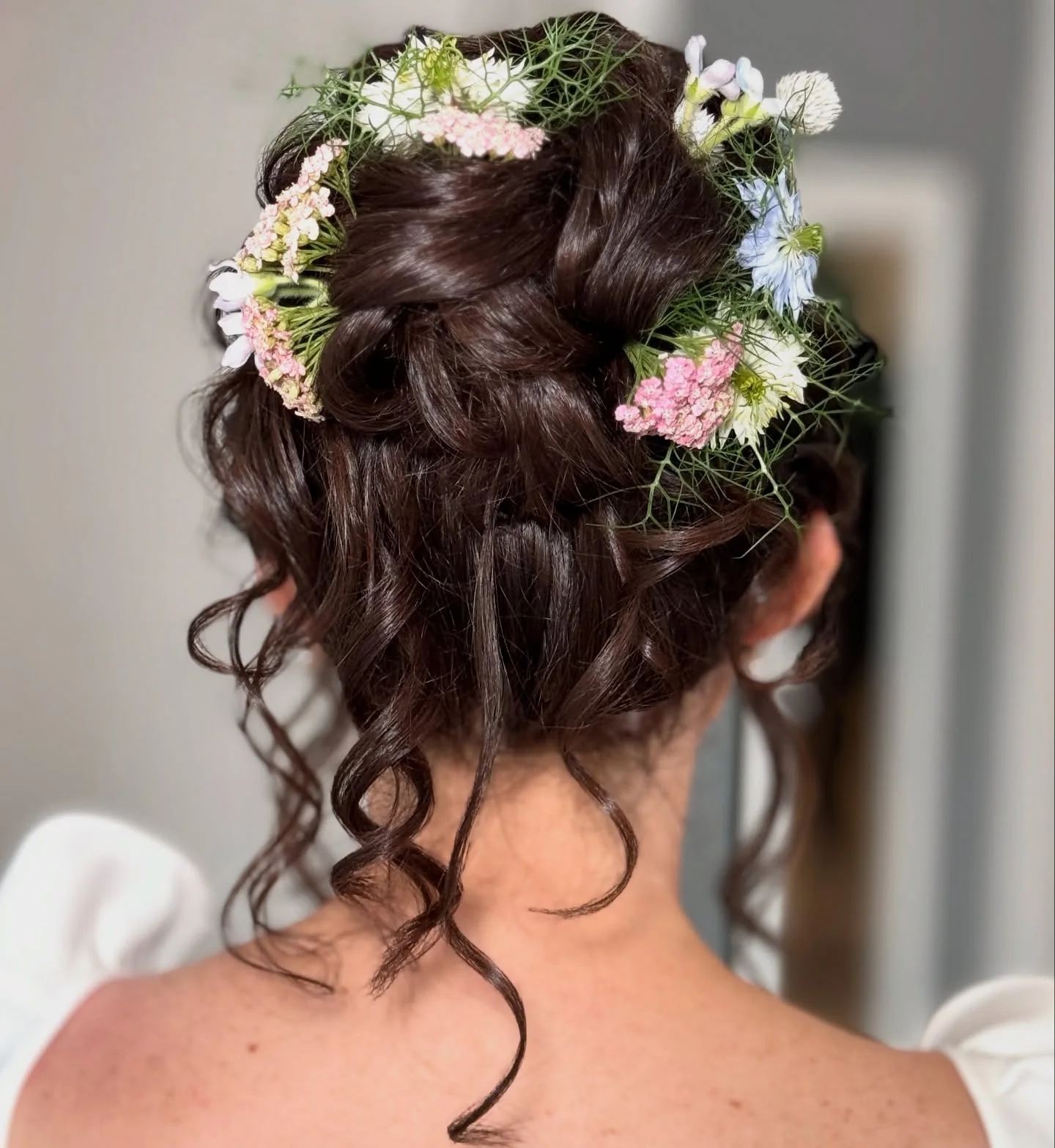 shoulder wavy blonde updo shown as a updos for fine thin hair idea, featuring medium layering