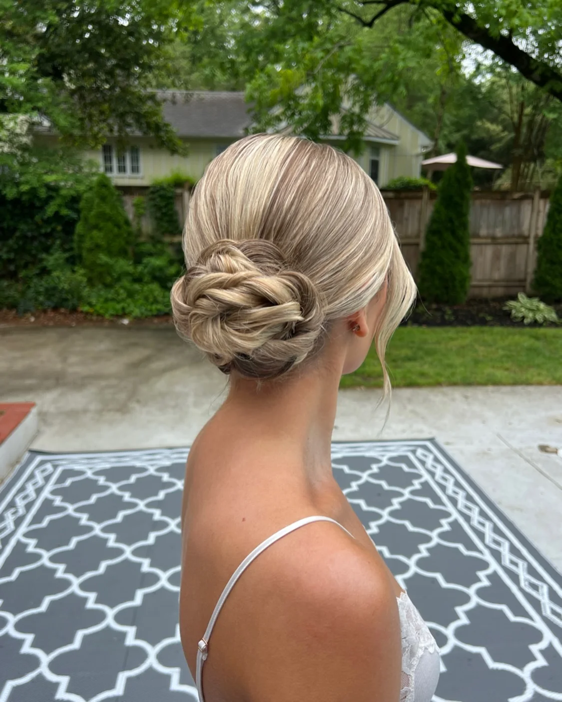 shoulder wavy blonde updo shown as a updos for fine thin hair idea, featuring side part