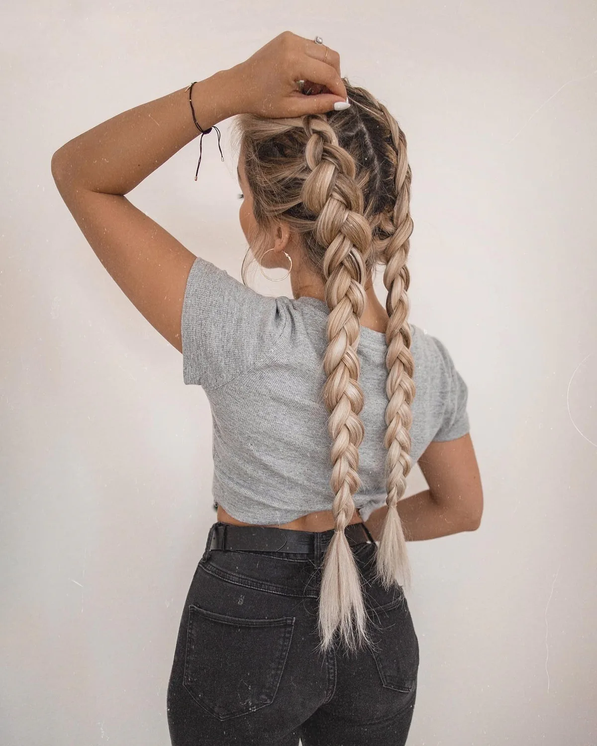 chest braids honey dutch shown as a viking braids hairstyles for women idea, featuring center part