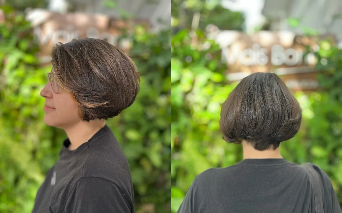 ear straight chestnut bob shown as a wash and wear haircuts for women over 60 idea