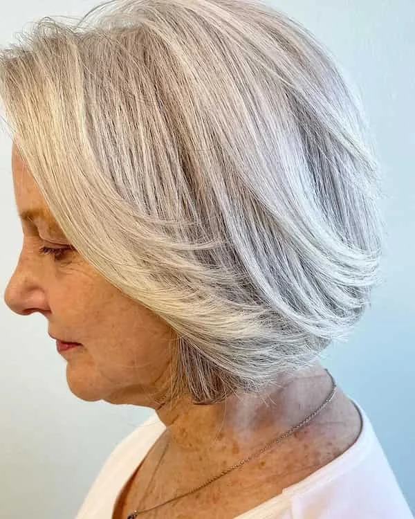 ear wavy chestnut bob shown as a wash and wear hairstyles women over 70 thin fine hair idea