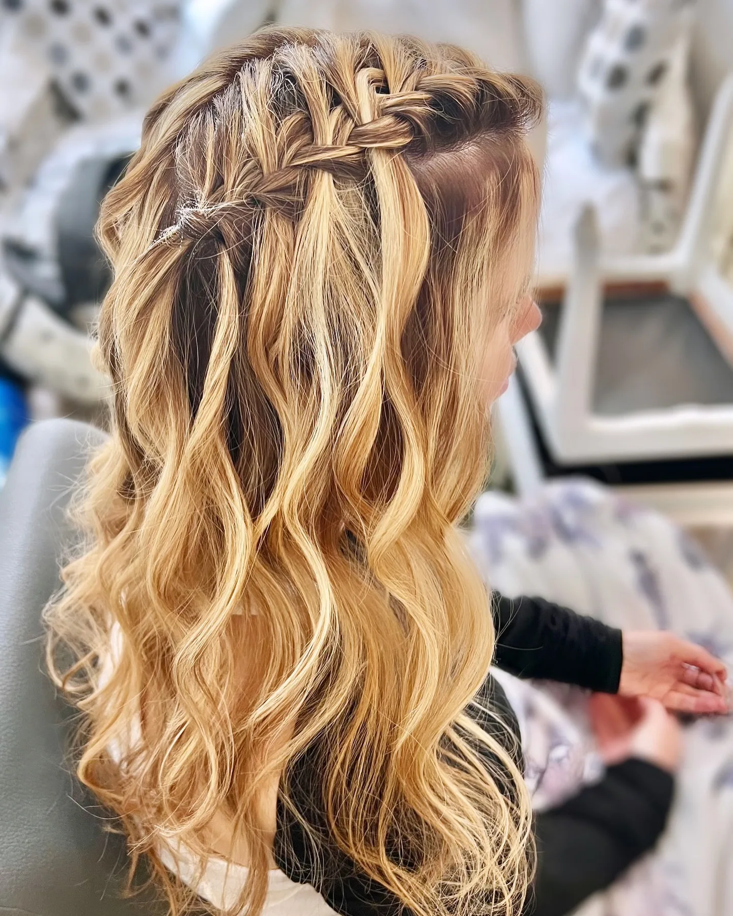 chest braids blonde braid shown as a waterfall hairstyles idea