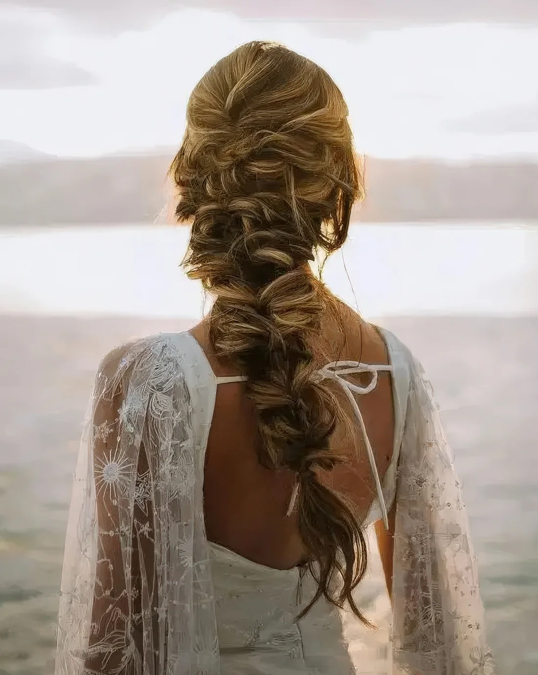 Boho twisted braid with some locks down and a volume on top.